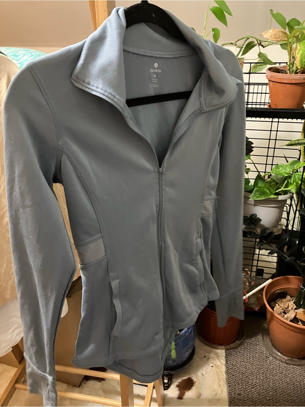 Apana Light Blue Zip-Up Mesh Jacket - like new, size XS